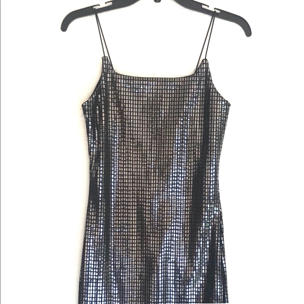 Small Prom Glam Holiday Dress Glitz Party Silver Shiny Almost Famous Formal
